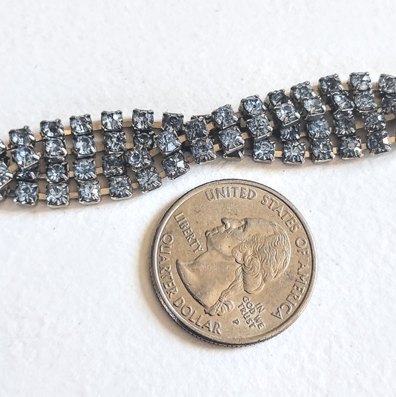 💙 Vintage Estate Designer Elizabeth Morrey Braided Blue Rhinestone Bracelet - Picture 6 of 6
